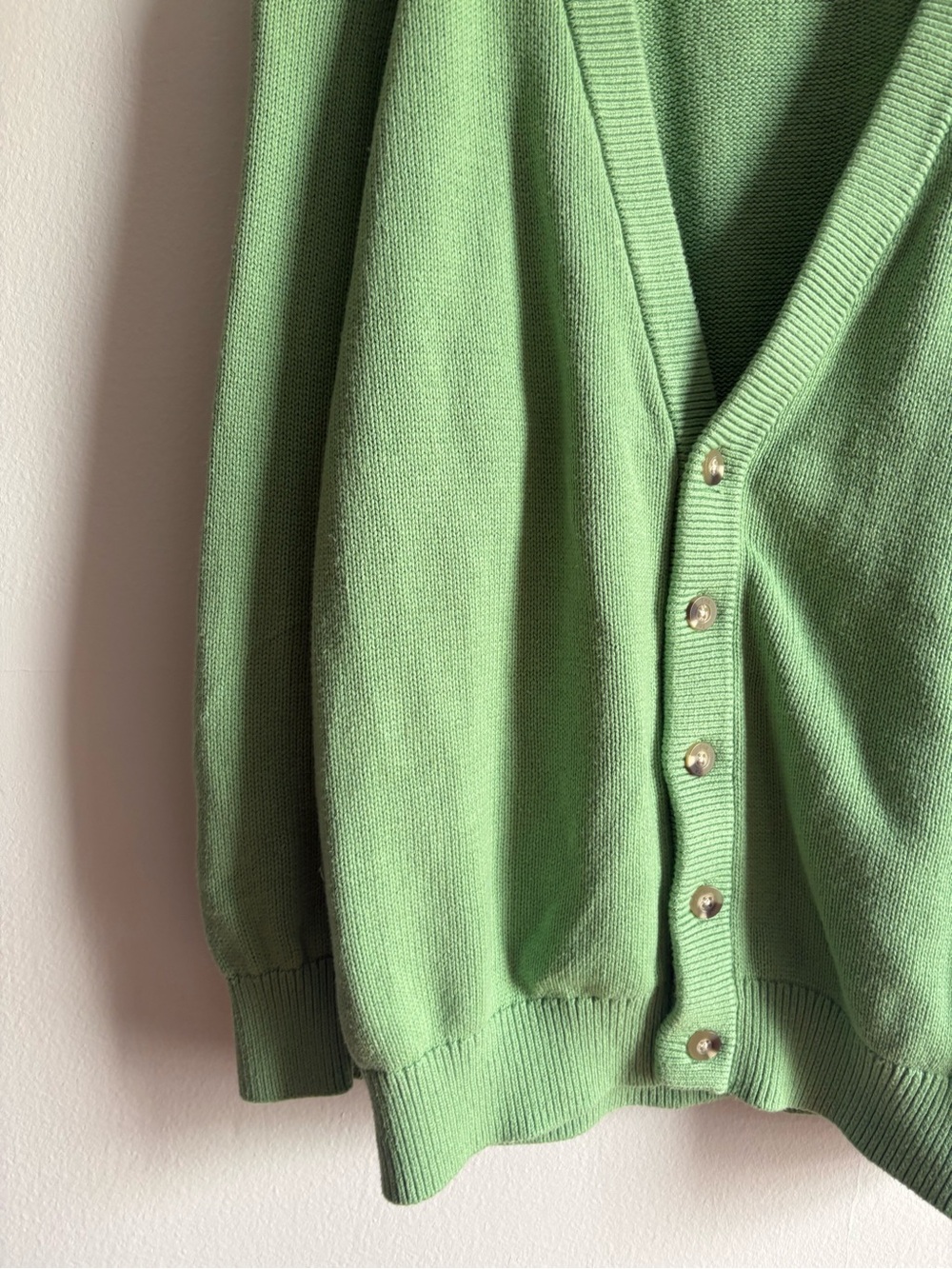Aritzia TNA Sz L Knit Green Relaxed Cotton Blend Cardigan Sweater - Picture 5 of 9